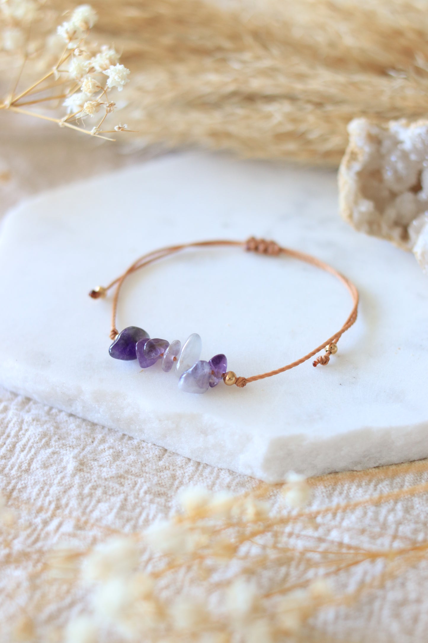 Bracelet réglable en Améthyste