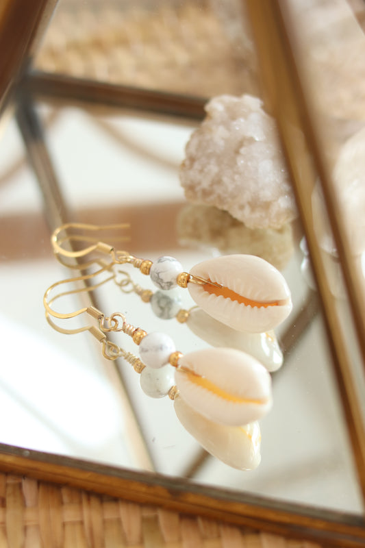 Boucles d'Oreilles "Océan" - Howlite