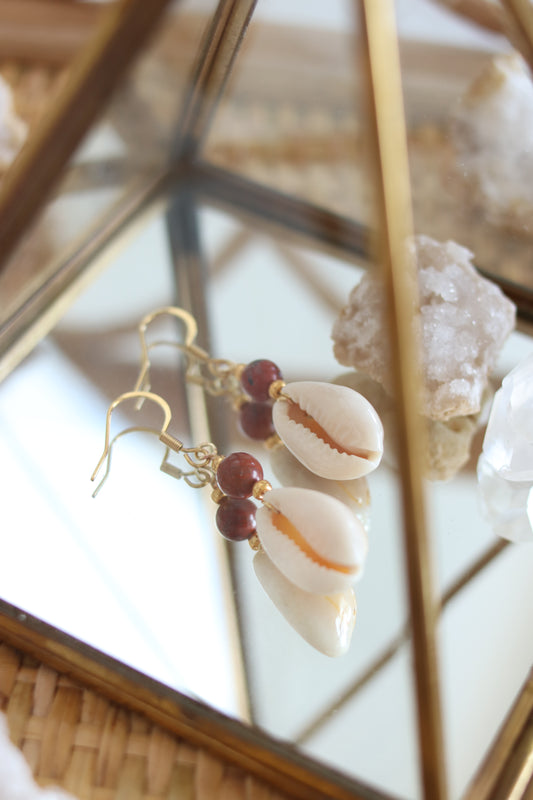Boucles d'Oreilles "Océan" - Jaspe Rouge