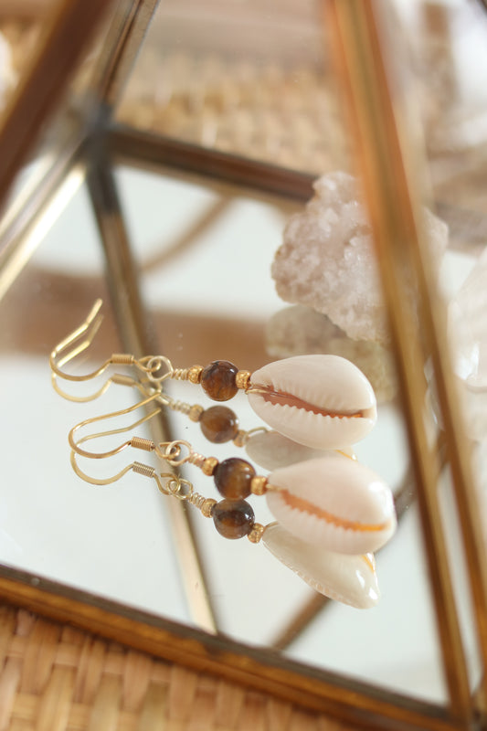 Boucles d'Oreilles "Océan" - Œil de Tigre