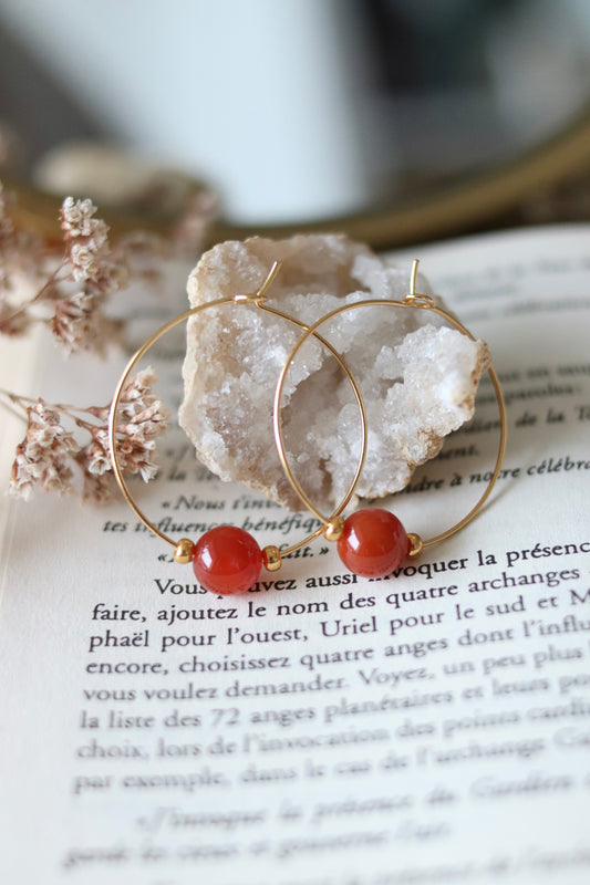 Boucles d'Oreilles "Perles" - Cornaline