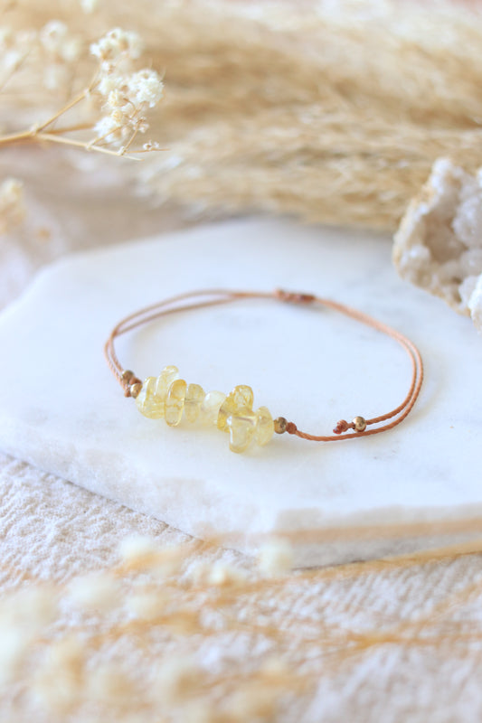 Bracelet réglable en Citrine Naturelle