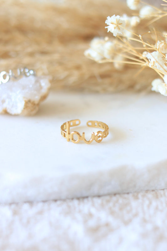 Bague réglable "PetitLove" en acier inoxydable doré